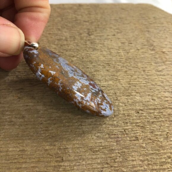 Rare Crazy Lace & Plume Agate Necklace Pendant - Picture 6 of 6